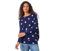 Roman Blouson Top for Women UK Ladies Drop Shoulder Long Sleeve Jersey Stretchy Oversized Casual Office Jumper Soft Everyday Sweater Lounge Sweatshirt Blouses - Navy & Pink - Size 12
