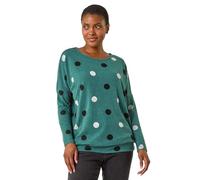 Roman Blouson Top for Women UK Ladies Drop Shoulder Long Sleeve Jersey Stretchy Oversized Casual Office Jumper Soft Everyday Sweater Lounge Sweatshirt Blouses - Green Grey Black - Size 14