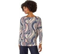 Roman Blouson Top for Women UK Ladies Drop Shoulder Long Sleeve Jersey Stretchy Oversized Casual Office Jumper Soft Everyday Sweater Lounge Sweatshirt Blouses - Pink Blue - Size 18