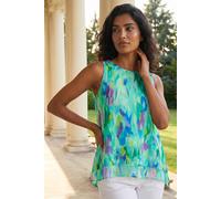 Roman Blurred Double Layered Vest Top In Green Green