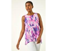 Roman Blurred Double Layered Vest Top In Purple Purple 20