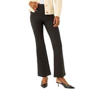 Roman Bootleg Trouser for Women UK Ladies Bootcut Stretch Flared Bengaline Long Full Length Pull-On Elasticated Waist Casual Smart Work Office Soft Flattering - Black - Size 20