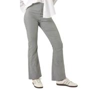 Roman Bootleg Trouser for Women UK Ladies Bootcut Stretch Flared Bengaline Long Full Length Pull-On Elasticated Waist Casual Smart Work Office Soft Flattering - Dogtooth Charcoal - Size 12