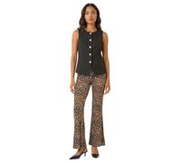 Roman Bootleg Trouser for Women UK Ladies Bootcut Stretch Flared Bengaline Long Full Length Pull-On Elasticated Waist Casual Smart Work Office Soft Flattering - Natural - Size 10