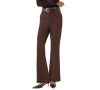 Roman Bootleg Trouser for Women UK Ladies Bootcut Stretch Flared Winter Autumn Long Full Length Pull-On Casual Smart Work Office Wear Business Soft Flattering - Dark Brown Regular (76CM) - Size 10