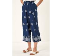 Roman Women's Border Print Belted Trouser in Navy | Size: 20 Roman Navy 20