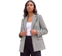 Roman Boucle Blazer for Women UK Ladies Frayed Edge Tailored Longline Rever Collar Jacket Lapel Stretch Smart Office Work Party Night Going Out Lined Classic