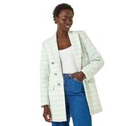 Roman Boucle Blazer for Women UK Ladies Frayed Edge Tailored Longline Rever Collar Jacket Lapel Stretch Smart Office Work Party Night Going Out Lined Classic - Aqua - Size 10