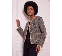 Roman Boucle Frayed Edge Jacket In Brown Brown