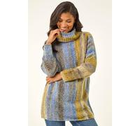 Roman Women's Boucle Stripe Cowl Neck Jumper in Blue | Size: 14 Roman Blue 14