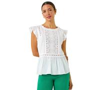Roman Broderie Anglaise Frill Sleeve Top In Ivory Ivory 12
