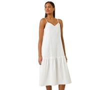 Roman Broderie Frill Tiered Midi Dress In White White 20