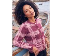 Roman Women's Brushed Check Chunky Knit Cardigan in Burgundy | Size: 12 Roman Burgundy 12