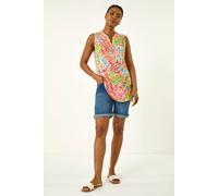 Burnout Leaf Print Vest Top Roman Orange 10