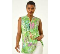 Roman Burnout Tropical Pintuck Shirt In Lime Lime 14