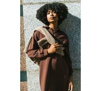 Roman Buttoned Collar Midi Dress In Chocolate Chocolate