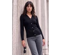 Roman Buttoned Ribbed Henley Style Knit In Black Black
