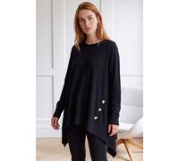Roman Women's Buttoned Side Hanky Hem Jumper in Black | Size: 18 Roman Black 18
