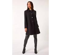 Roman Buttoned Swing Coat In Black Black