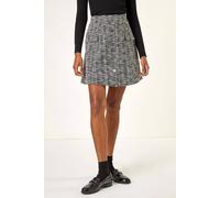 Roman Buttoned Textured Skirt In Black Black 12