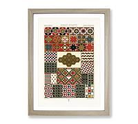 Roman Byzantine Patterns By Albert Racinet Vintage Framed Print | A3 Oak Framed Wall Art | Ready to Hang | Classic Nature Picture | Living Room Bedroom Lounge Office