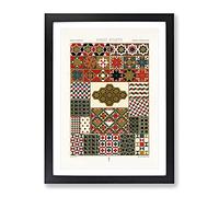 Roman Byzantine Patterns By Albert Racinet Vintage Framed Wall Art Print, Ready to Hang Picture for Living Room Bedroom Home Office Décor, Black A4 (34 x 25 cm)