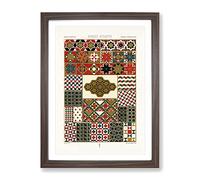 Roman Byzantine Patterns By Albert Racinet Vintage Framed Wall Art Print, Ready to Hang Picture for Living Room Bedroom Home Office Décor, Walnut A4 (34 x 25 cm)
