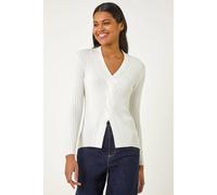 Roman Cable Split Detail Rib Jumper In Ivory Ivory 12