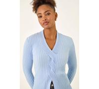 Roman Women's Cable Split Detail Rib Jumper in Light Blue | Size: 16 Roman Light Blue 16