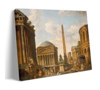 Roman Capriccio The Pantheon And Other Monuments by Giovanni Paolo Panini Baroque Poster Featuring Historic Monuments And Figures Art Print Wall Photo Paint Hanging Picture Family Bedroom Decor Gift F