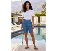 Roman Cargo Shorts for Women UK Stretch Seam Pockets Mom Boyfriend Summer Spring Casual Smart Pants Pull On Holiday Beach Bengaline Cropped Capri Trouser Bottoms - Denim - Size 18