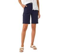 Roman Cargo Shorts for Women UK Stretch Seam Pockets Mom Boyfriend Summer Spring Casual Smart Pants Pull On Holiday Beach Bengaline Cropped Capri Trouser Bottoms - Navy - Size 16