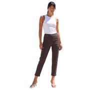 Roman Cargo Trousers for Women UK Ladies Stretch Combat Pants Turn Up High Waist Rise Pull On Smart Casual Slimming Work Office Fitted Straight Leg Pockets Summer - Chocolate - Size 14
