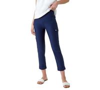 Roman Cargo Trousers for Women UK Ladies Stretch Combat Pants Turn Up High Waist Rise Pull On Smart Casual Slimming Work Office Fitted Straight Leg Pockets Summer - Navy - Size 14