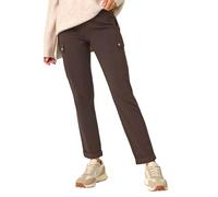 Roman Cargo Trousers for Women UK Ladies Stretch Combat Pants Turn Up High Waist Rise Pull On Smart Casual Slimming Work Office Fitted Straight Leg Pockets Summer - Chocolate - Size 10