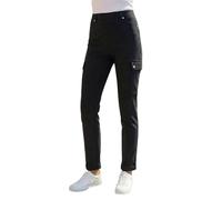 Roman Cargo Trousers for Women UK Ladies Stretch Combat Pants Turn Up High Waist Rise Pull On Smart Casual Slimming Work Office Fitted Straight Leg Pockets Summer - Black - Size 10