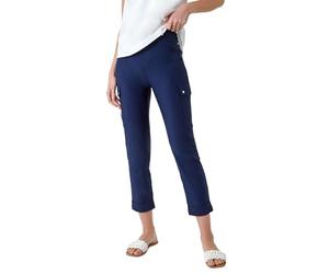 Roman Cargo Trousers for Women UK Ladies Stretch Combat Pants Turn Up High Waist Rise Pull On Smart Casual Slimming Work Office Fitted Straight Leg Pockets Summer - Navy - Size 14