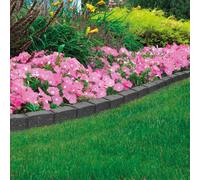 Roman castle Stone garden Border 4-ft Rubber Landscape Edging Section 120cm, grey, Pack of 4