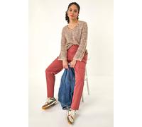 Roman Casual Cargo Stretch Trousers for Women UK - Ladies Autumn Everyday Winter Holiday Pocket Details Comfy Woven Fabric Soft Button Closure Bottoms Day Out Pants - Rust - Size 16