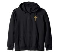 Roman Catholic Cross. Pocket Style emblem (no actual pocket) Zip Hoodie