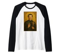 Roman Catholic Icon of St John Bosco Raglan Baseball Tee