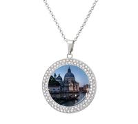 Roman Catholic Santa Maria Salute Venice Italy Necklace for Women Adjustable Jewelry Pendant for Mom Wife Girlfriend Gifts Silver-style