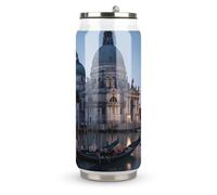 Roman Catholic Santa Maria Salute Venice Italy Stainless Steel Travel Mug Insulated Tumbler Coffee Cup with Lid and Straw