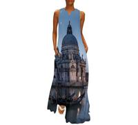 Roman Catholic Santa Maria Salute Venice Italy Womens Sleeveless Maxi Dress Casual Long Party Dress S