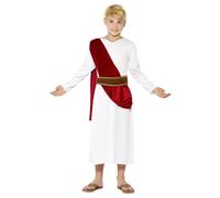 Smiffys Roman Costume, White with Robe, Belt and Headpiece, Boys Fancy Dress, Child Dress Up Costumes
