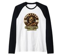 Roman Centurion Helmet Strength Honor Ancient Rome 753 BC Raglan Baseball Tee