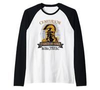 Roman Centurion Helmet Strength Honor Ancient Rome 753 BC Raglan Baseball Tee
