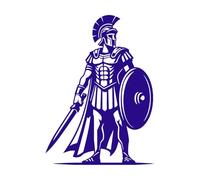 Roman Centurion Silhouette with Sword and Shield Engraving Decals 36x49.7cm Waterproof DarkBlue