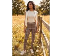 Roman Women's Check Bengaline Stretch Trouser in Brown | Size: 18 Roman Brown 18