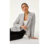 Roman Check Frayed Edge Boucle Button Jacket Multi 10